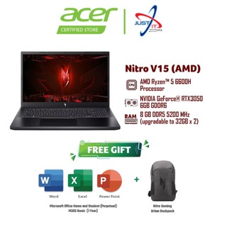 ACER NITRO V15 ANV15-41-R0DZ 15.6" GAMING LAPTOP ( R5-6600H 8GD5 512SSD / RTX3050 6GDR6 / WIN11H / OFFICE OPI )