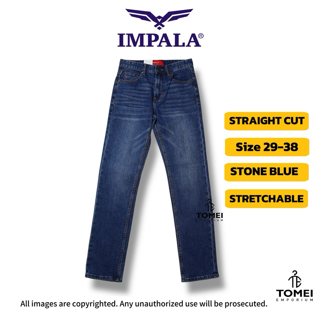 IMPALA Mens Straight Cut Jeans Stretchable Stone Blue Size 29-38 Seluar Jeans Lelaki ST05-R1552S
