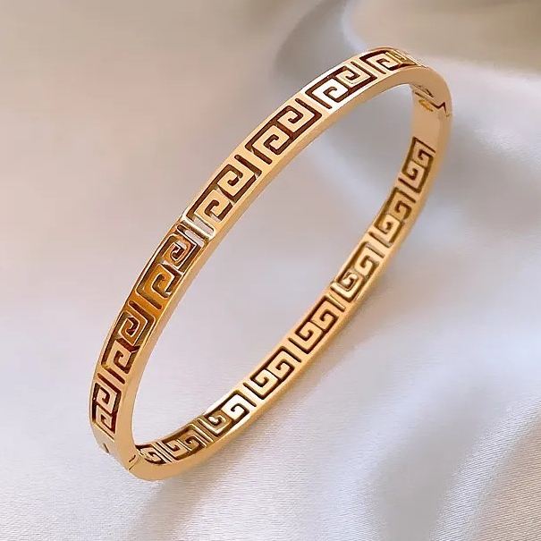 GREAT WALL BANGLE 18K TITANIUM STEEL GELANG TANGAN GELANG EMAS ANTI KARAT JEWELERY