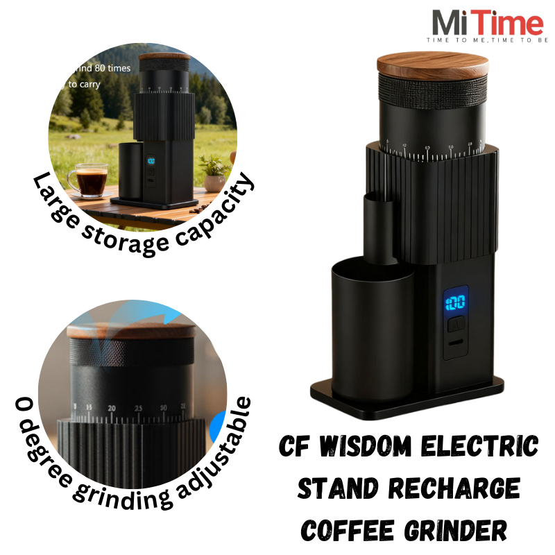 CF WISDOM เครื่องบดกาแฟไฟฟ้าแบบพกพา 25g 420 สแตนเลสหกดาวเสี้ยนปรับได้สําหรับ Pour Over & Espresso