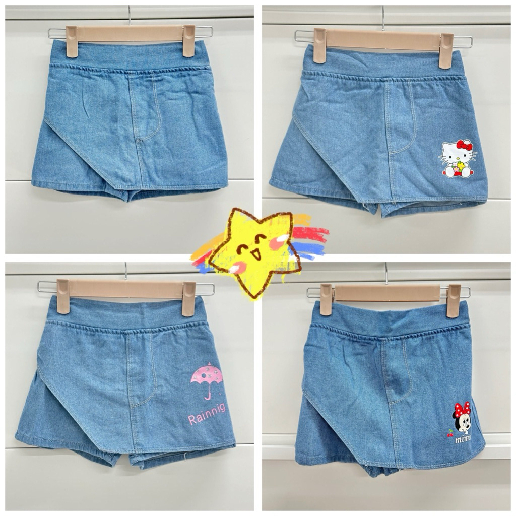 Kids Short Pant Denim Pendek Seluar Jeans Budak Skirt Short Minnie Kitty