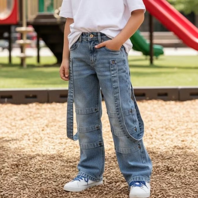 Size 4yr to 14yr KOREAN Exclusive BAGGY Carpenter กางเกงยีนส์ยีนส์เด็ก