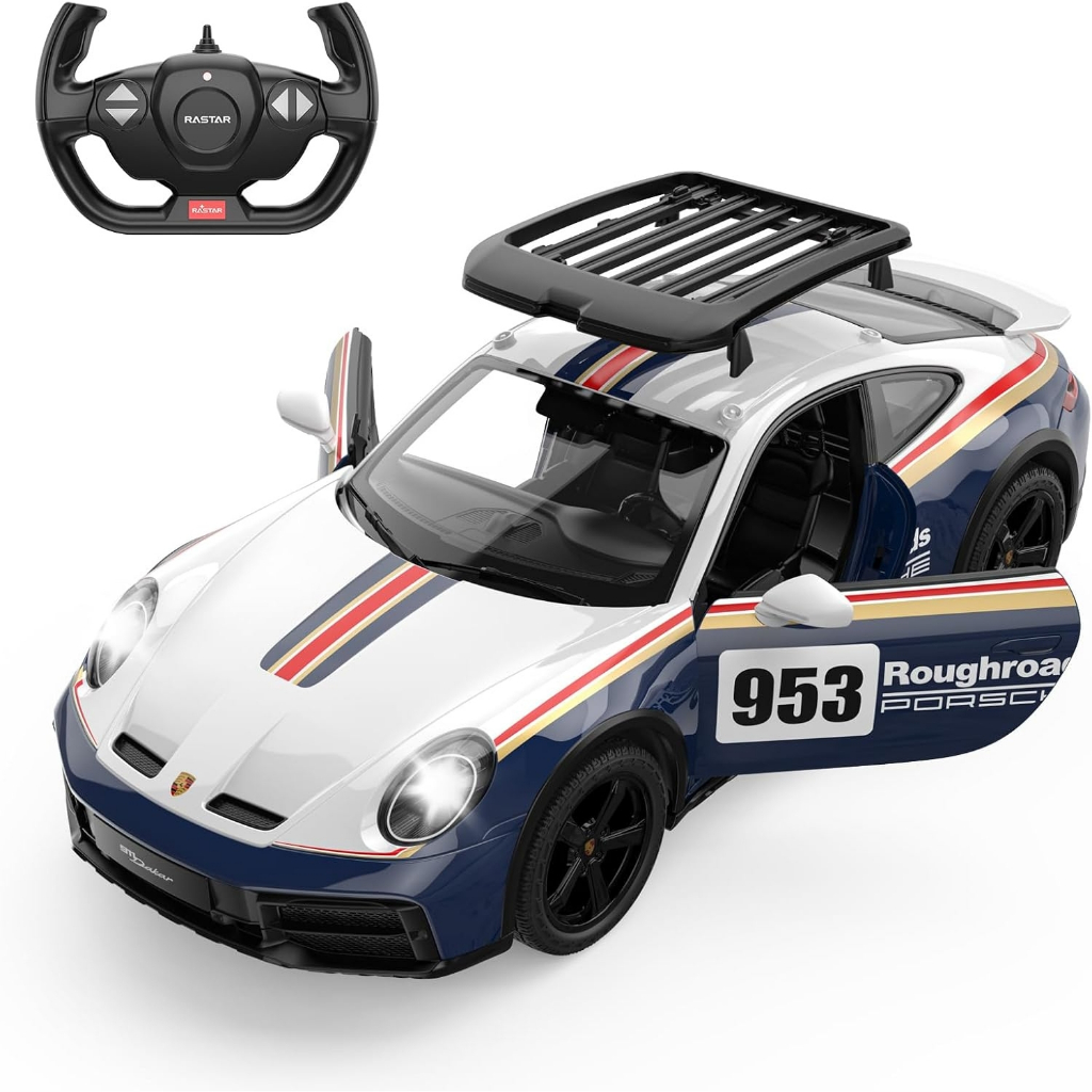 RASTAR ที่ได้รับอนุญาต Porsche 911 Dakar 1:14 Scale 2.4GHz รีโมทคอนโทรลรถพร้อมไฟหน้าและไฟท้าย