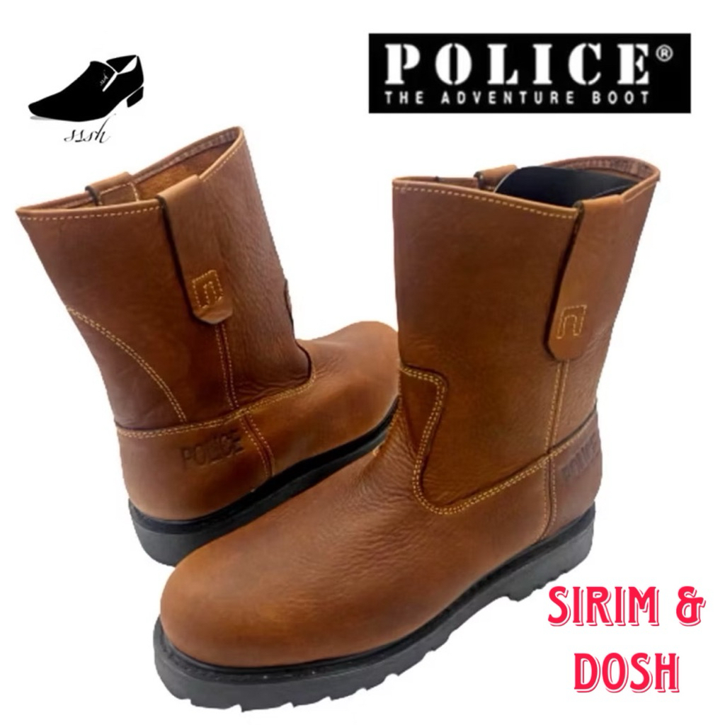 POLICE SAFETY SHOES รองเท้าบูท HIGH CUT LEATHER SHOES 9123