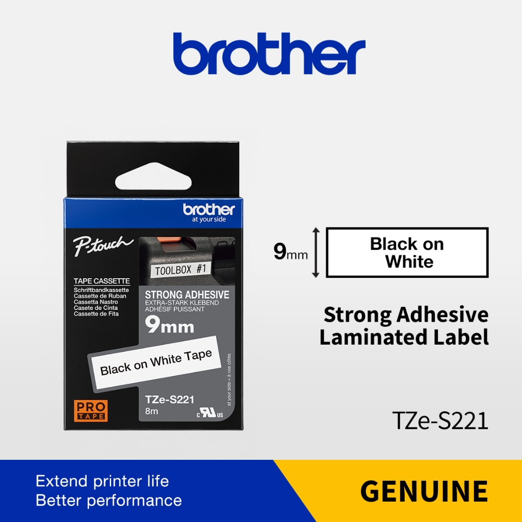 Brother TZe-S221 TZe-S231 TZe-S241 TZe-S251 เทปกาวสองหน้าสีขาว
