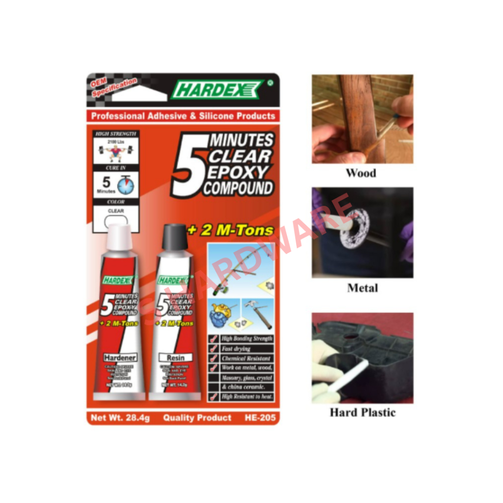 28.4g HARDEX [2 ตัน] 5 นาที Clear Epoxy Compound Hardener เรซิ่น HE-205
