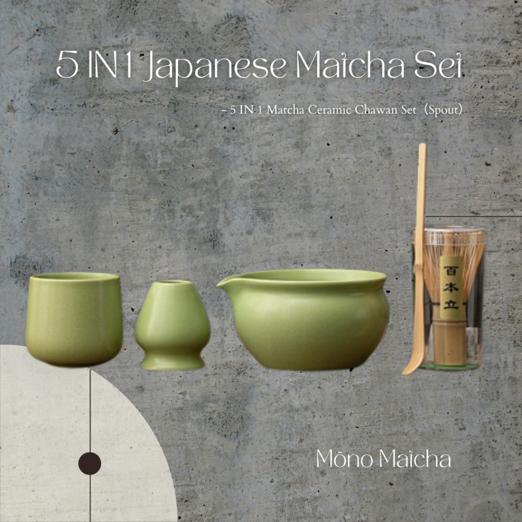 M套装no Matcha 5 IN 1 Kiln-Glazed Full Moon Matcha Ceramic Tool Set 5 IN 1 Music Dian Tea Series
