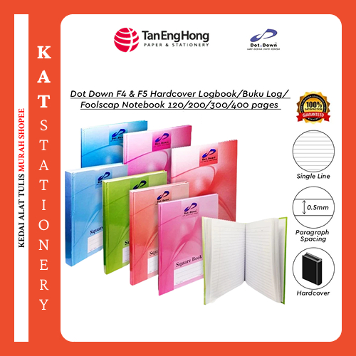 Dot Down F4 F5 ปกแข็ง Logbook Buku Log Foolscap Book Notebook 60gsm I [1s/PCS] Buku Nota Panjang