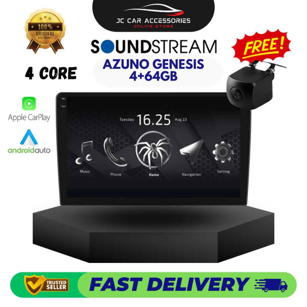 SOUNDSTREAM 4+64GB Anzuo Genesis เครื่องเล่น Android พร้อม Apple Carplay Android Auto 32Band EQ DSP 