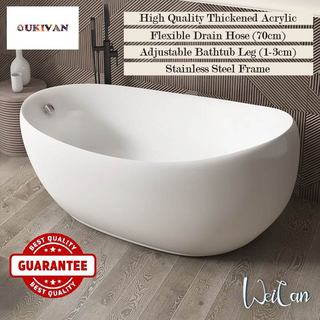 Tab Mandi Bathtub Free Standing Thickened Acrylic Bebas Berkualiti Tinggi Menebal Bujur (Warna Putih / Hitam / Merah)
