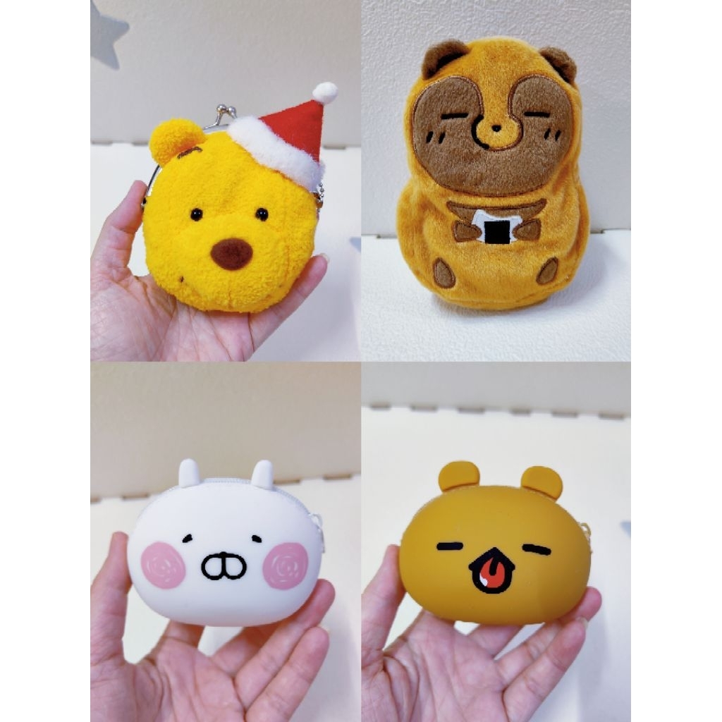 Preloved กระเป๋าใส่เหรียญ/กระเป๋า B2 LINE Usamaru Winnie the Pooh Tanuki to Kitsune Omusubi Oishiine