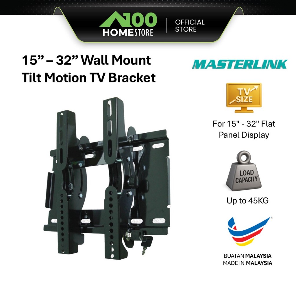 Masterlink TV Bracket Wall Mount 15" - 32" นิ้ว Tilt Motion BRK-1532TL300