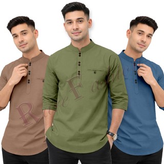 Kurta Lelaki Berkolar Kurta 6 Button Style Kurta ¾ Sleeves Kurta Raya 2026