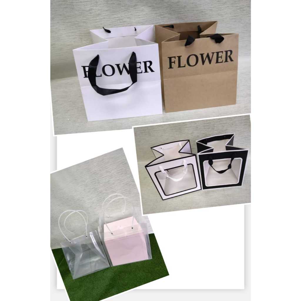 SQUARE PVC TRANSPARENT PAPER BAG/WINDOW PAPER BAG & FLOWER PAPER BAG