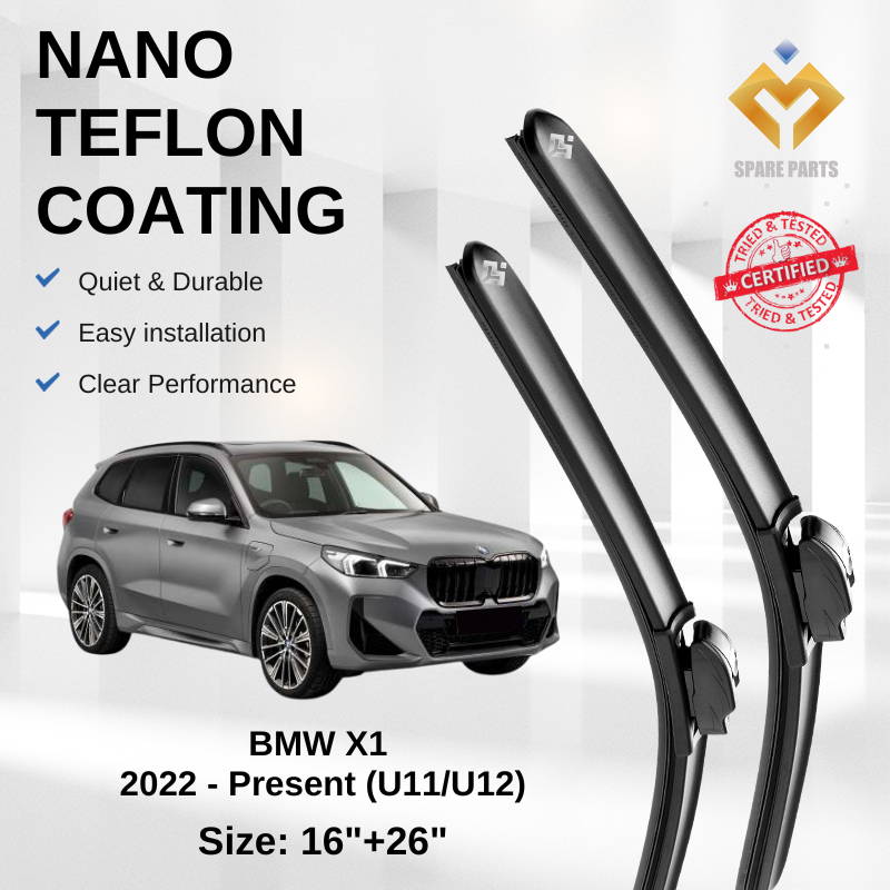 BMW X1 U11/U12 Premium Japan Tech ใบปัดน้ําฝนรถยนต์ 16+26 Streak-Free ทนทาน ติดตั้งง่าย + ฟรีผ้า Mic