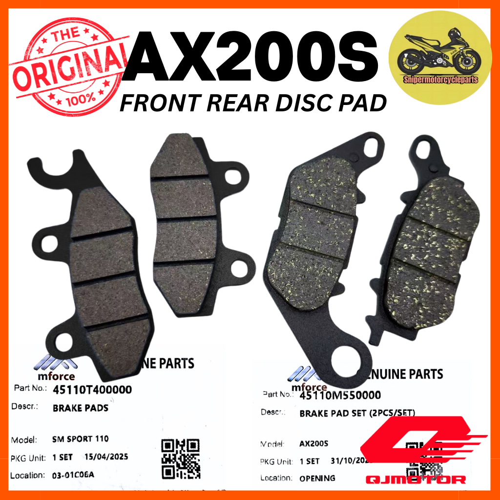 QJ AX200S AX200 ชุดแผ่นดิสก์เบรกหน้าและหลัง QJ MOTOR