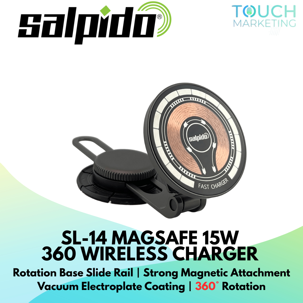 Salpido SL-14 15W Magsafe 360 Wireless Charger พร้อมการชาร์จที่รวดเร็วและสิ่งที่แนบมาแม่เหล็กที่แข็ง