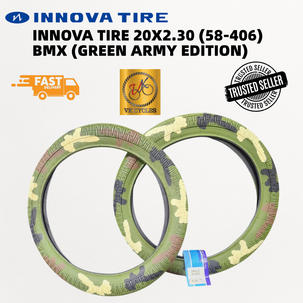 ยาง INNOVA 20X2.30 (58-406) BMX GREEN ARMY EDITION (ราคาสำหรับ 1 เส้น)