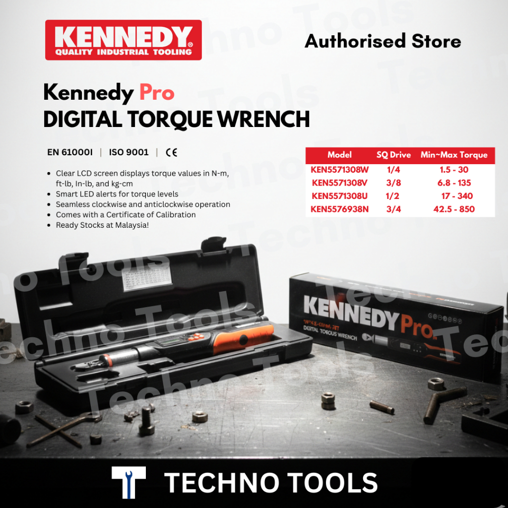 Kennedy Pro DIGITAL TORQUE WRENCH 1/4 SQ ดร. 30Nm 135Nm 340Nm 850Nm