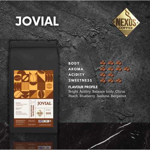 เมล็ดกาแฟ Jovial Arabica 1KG Espresso Medium Dark Roast Kopi Biji Cafe Nexus