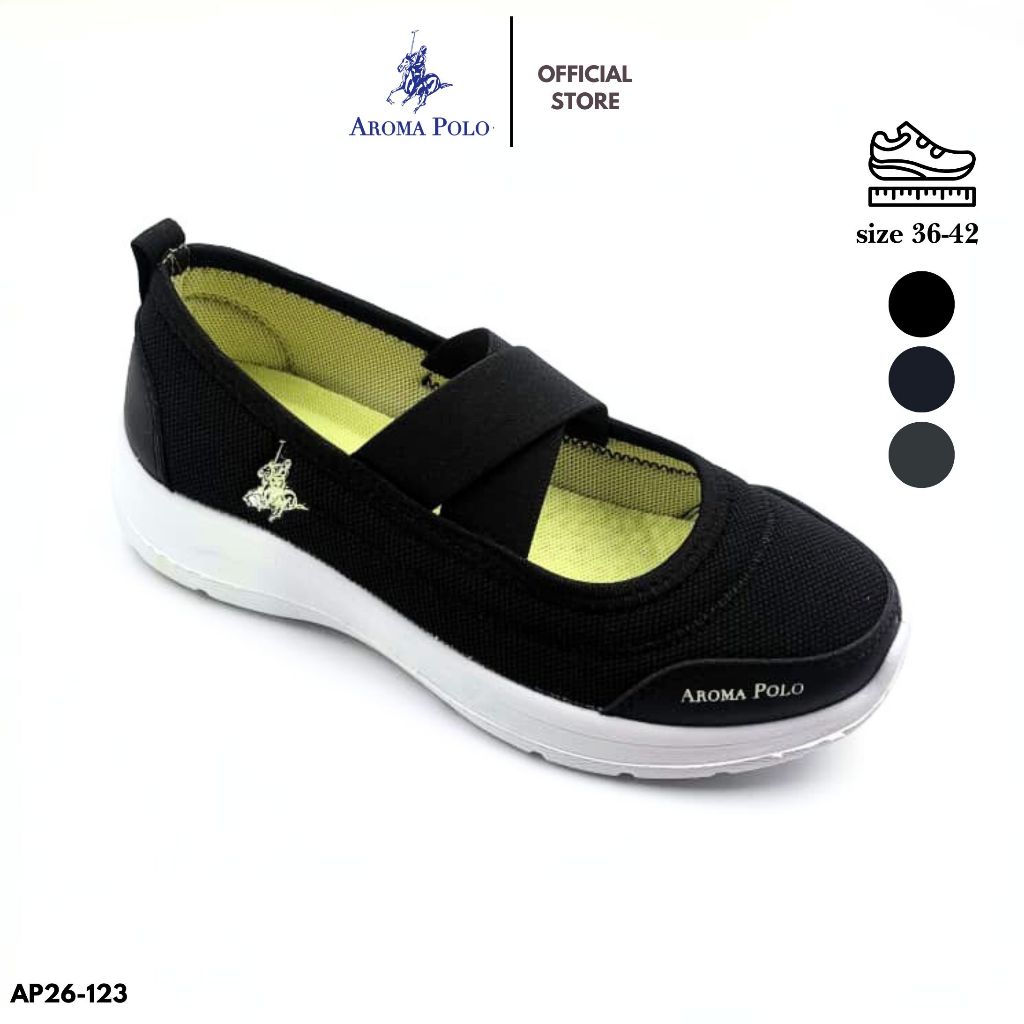 AROMA POLO Women Comfort Extra Size Sport Shoes - Bla/Nav/Gry Size 36-42 AP26-123