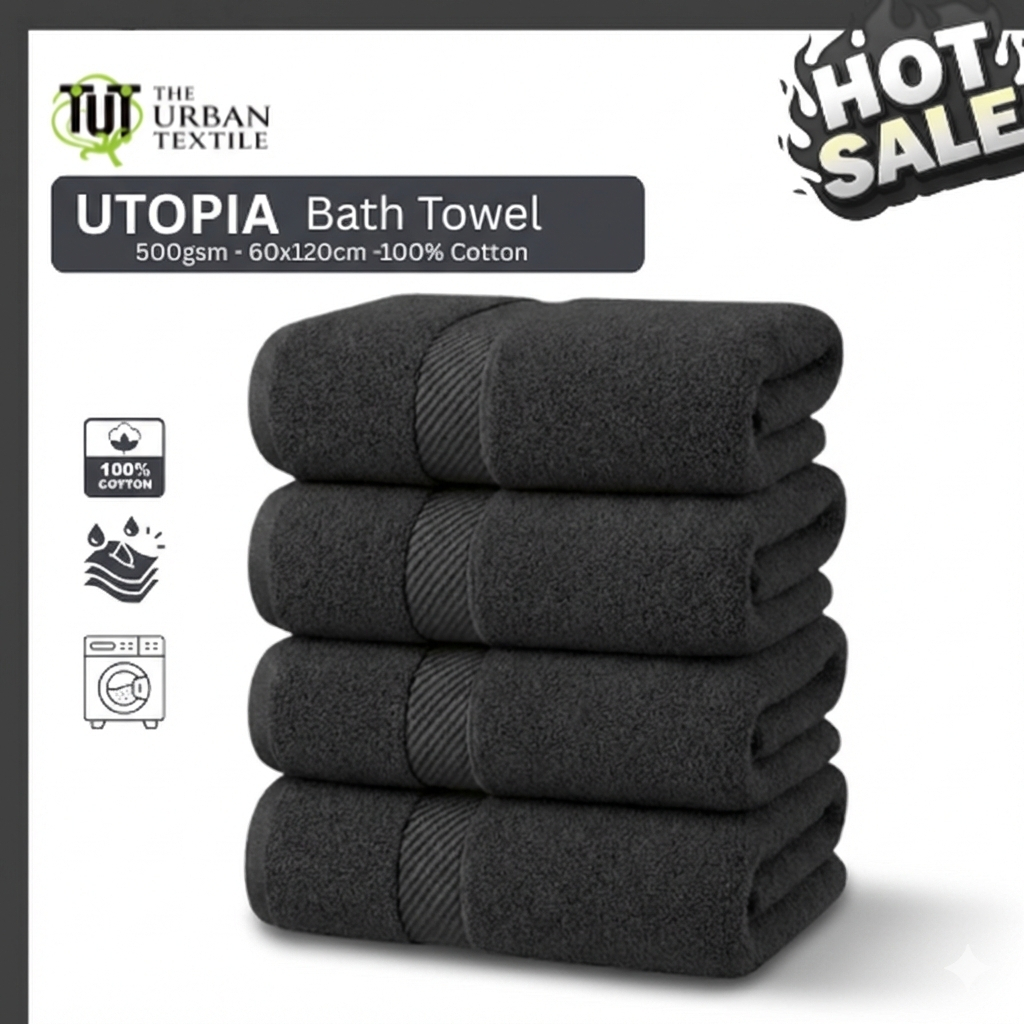 TUT ผ้าเช็ดตัว 60x120 ซม.ทําจาก 100% แหวนปั่นผ้าฝ้าย 500GSM Tuala Mandi US Series