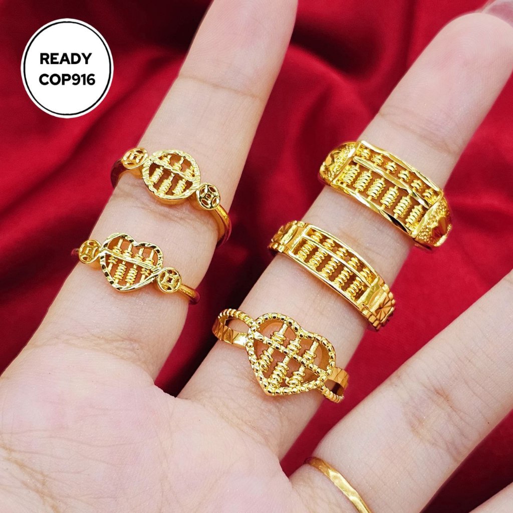 ใหม่ แหวนลูกคิดผู้ใหญ่ 24K Gold Titanium Gold Bangkok Gold 2026 A16