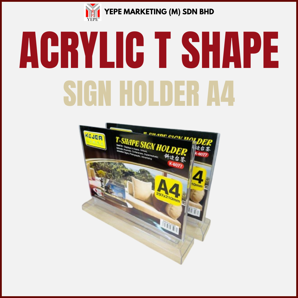 ACRYLIC T SHAPE SIGN HOLDER A4 K6077 / ACRYLIC HOLDER A4 /ACRYLIC SIGN HOLDER