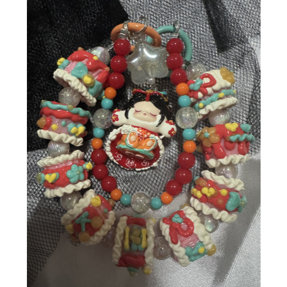 DIY Pop mart พวงกุญแจโทรศัพท์น้อยน่ารักหรือกระเป๋า Kechain 重手功泡家用正版手机挂件หรือกระเป๋า挂饰品