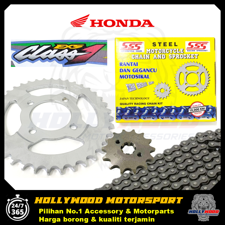 EX5 CLASS SSS ชุดโซ่ 3 IN 1 โซ่ 428 104L + โลหะผสม CNC SPROCKET 14T + 36T 37T 38T 39T JAPAN TECHNOLO