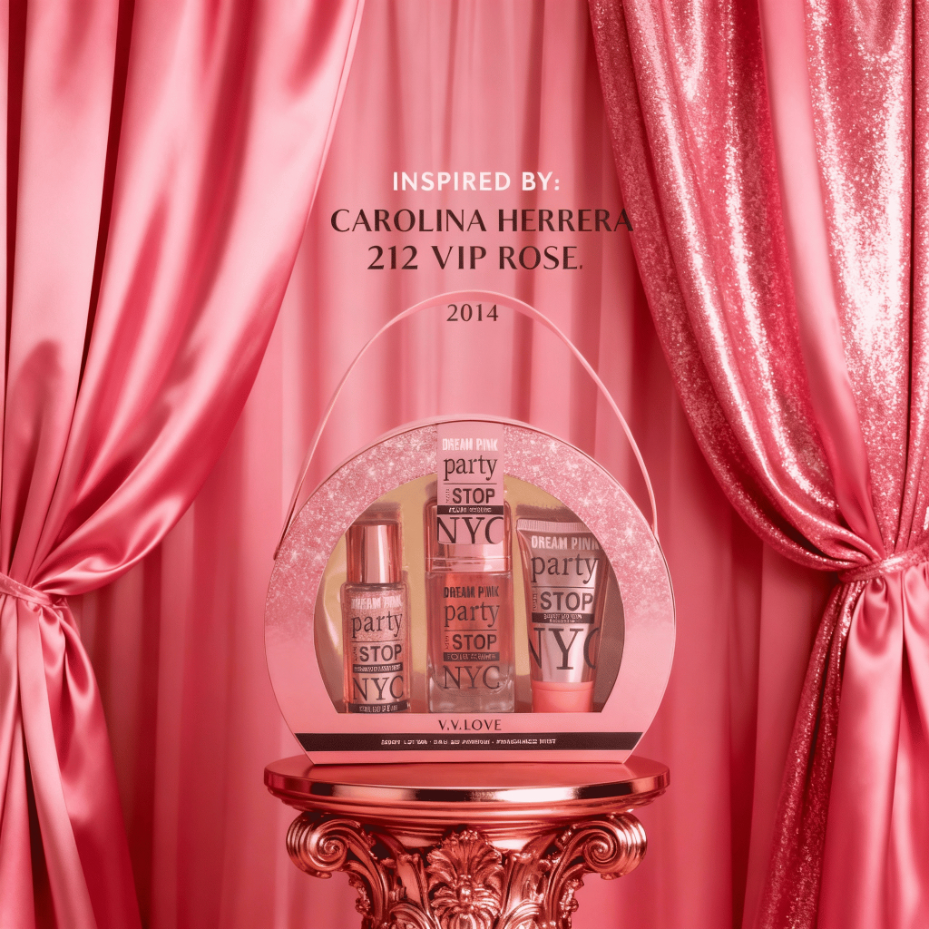 Arty Dream Pink Set – แรงบันดาลใจจาก Carolina Herrera 212 VIP Rose Set Hadiah Wanita 3 in 1 (EDP + B