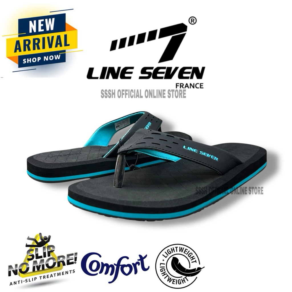 LINE SEVEN LINE 7@ E-5010 SUPER SOFT SPORT SANDALS CASUAL SLIPPERS - รองเท้าแตะสีดํา / NAVY Lelaki