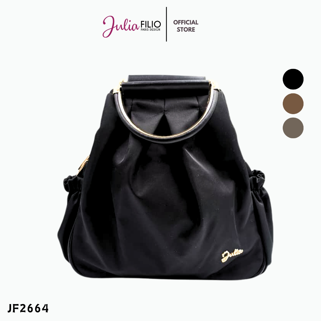 JULIA FILIO Canvas Bag (JF2664 ) Col: BLACK / KHAKI / BROWN