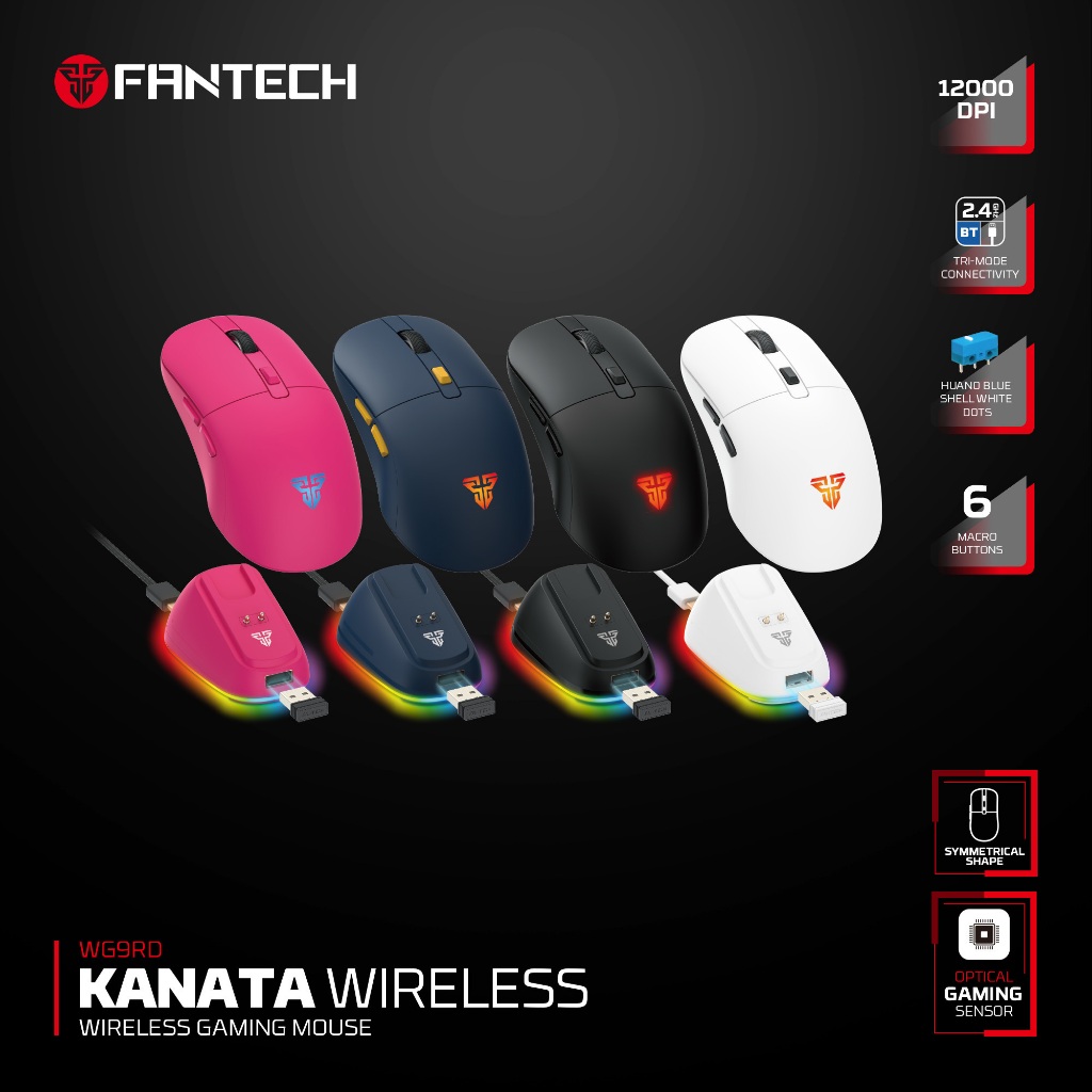 FANTECH WG9RD KANATA เมาส์เล่นเกมไร้สายพร้อมแท่นชาร์จ