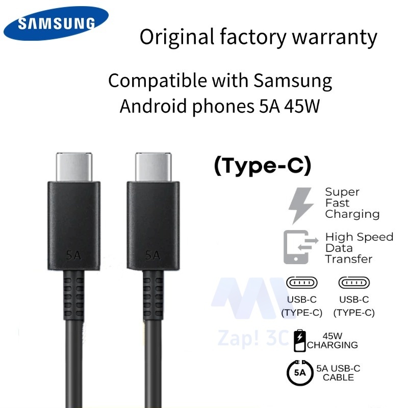 สายชาร์จเร็ว 45W Type-C PD สายถ่ายโอนข้อมูล สายชาร์จเร็ว Samsung สายชาร์จ Type-C