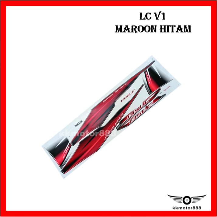[GOOD QUALITY !!!] สติ๊กเกอร์ YAMAHA LC135 135LC LC 135 V1 MAROON HITAM (1) OEM / STRIPE MERAH HITAM