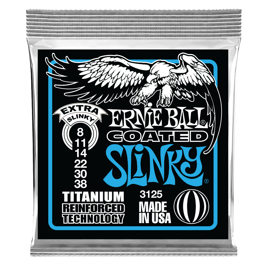 Ernie Ball P03125 Extra Slinky Coated Titanium RPS สายกีตาร์ไฟฟ้า 8-38 Gauge