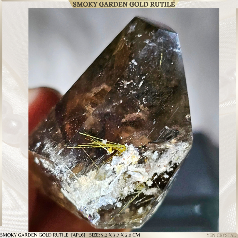 SMOKY GARDEN GOLD TUILE QUARTZ PREMIUM GRADE [AP16] -เพียง 1 ชิ้น- Grounding · Manifesttation · สามม