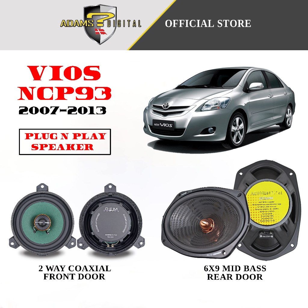 Adams Digital Toyota Vios NCP93 ลําโพง Plug and Play Car Vios PNP Speaker