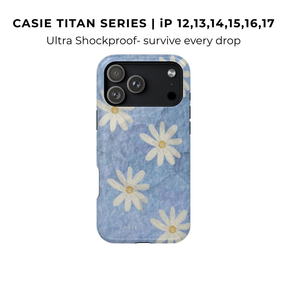 CASIE เคสป้องกันการตกเป็นพิเศษแม่เหล็ก 2 ชั้น 365การป้องกันทาสีสวน Sky Chamomile iP12 13 14 15 16 17