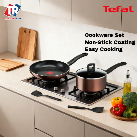 Tefal ชุดเครื่องครัว G143S495 กระทะและกระทะทอดแบบไม่ติดพร้อมฝาปิดพร้อมไม้พาย