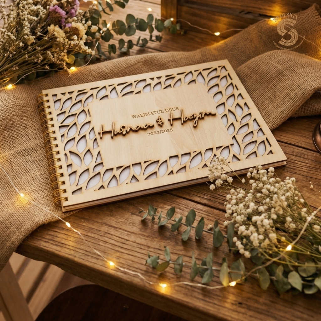 GUEST BOOK ปรับแต่งเลเซอร์ตัดแกะสลักไม้ GUEST BOOK สําหรับงานแต่งงาน ร้านค้า หรือสํานักงานพร้อมรูปแบ