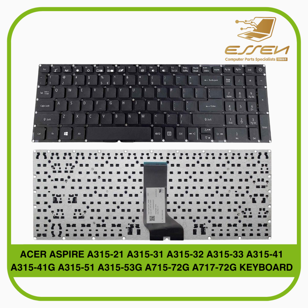 คีย์บอร์ด ACER ASPIRE A315-21 A315-31 A315-32 A315-33 A315-41 A315-41G A315-51 A315-53G A715-72G A71