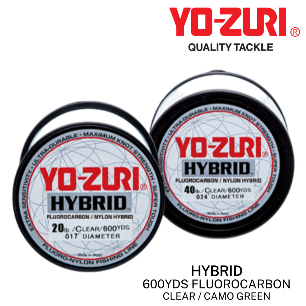 YOZURI - HYBRID PATENTED FLUOROCARBON / NYLON HYBRID CLEAR & CAMO GREEN 600YDS