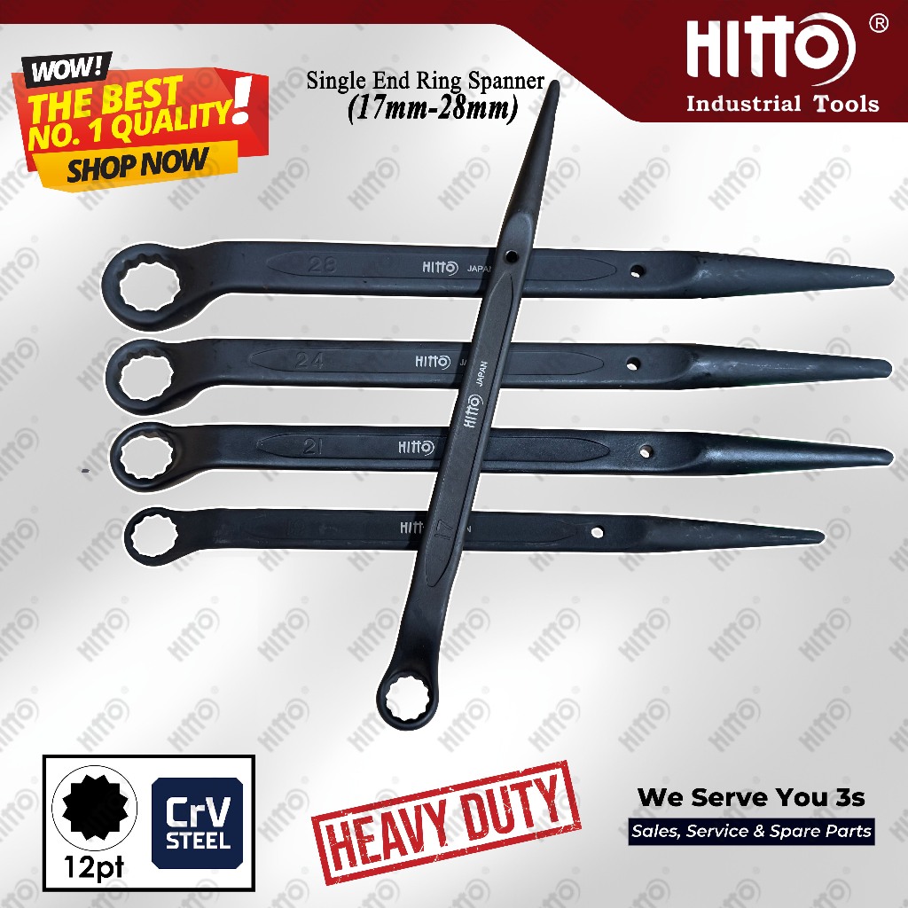 [ HITTO ] HEAVY DUTY SINGLE END RING WRENCH / HITTO HIGH QUALITY IMPACT OFFSET SINGLE RING WRENCH ( 