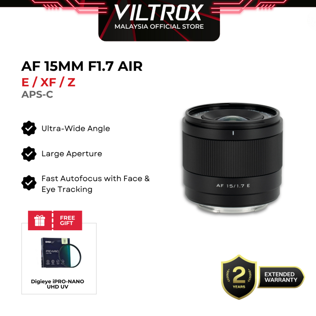 VILTROX AF 15 มม.F1.7 Air E/Z/XF APS-C เลนส์โฟกัสอัตโนมัติสําหรับ SONY E-Mount FUJI X-Mount NIKON กล