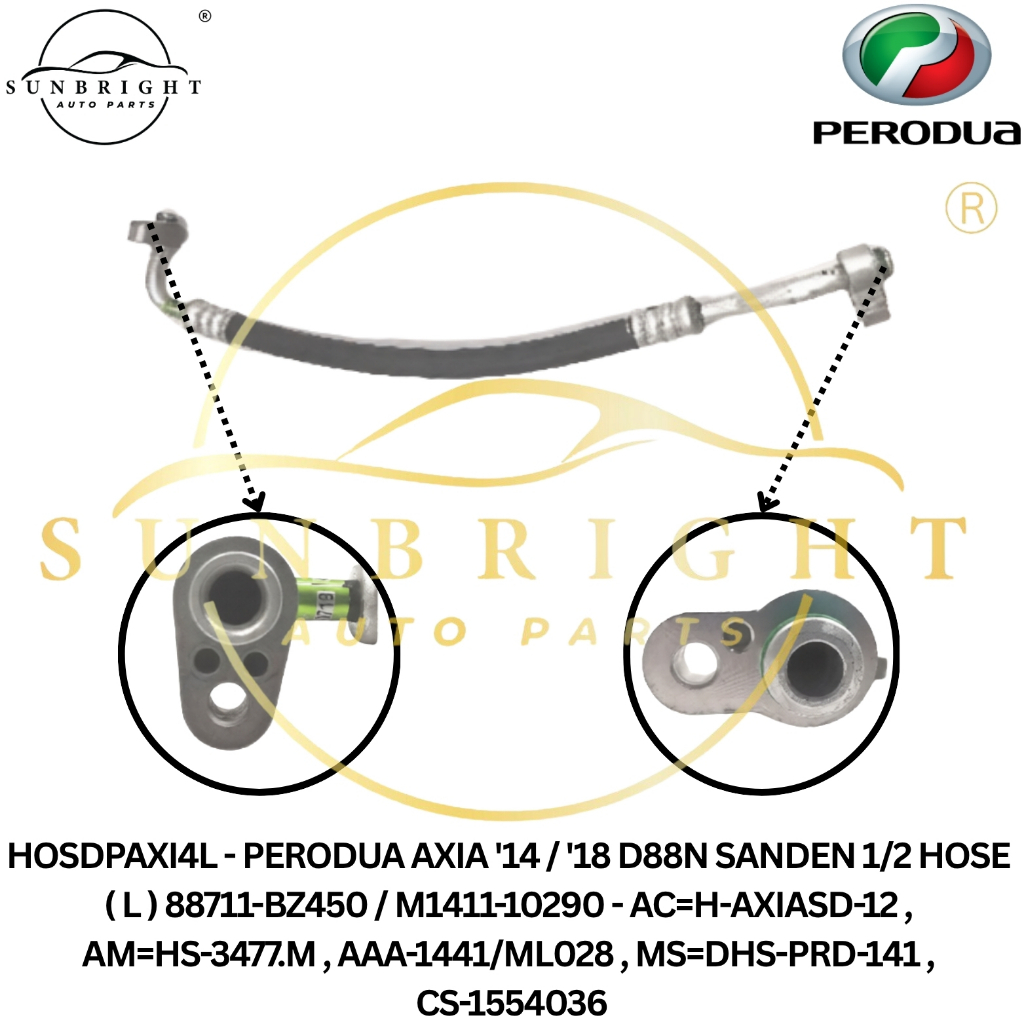HOSDPAXI4L - Perodua Axia 14 SD7B10 สาย Sanden 1/2 ( L ) AC=H-AXIASD-12 , AM=HS-3477.M , AAA-1441/ML