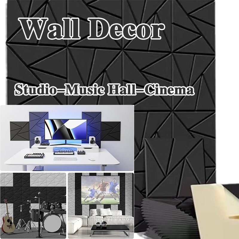 No Echo Acoustic Panel 12PACK Self-Adhesive Sound Proof Wall Panel 300x300x9mm Studio Office Home Ka
