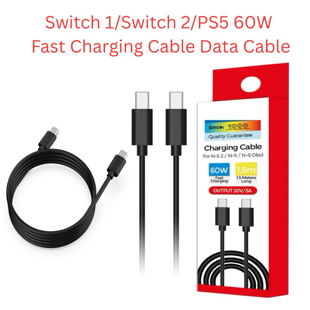 Switch 2 สายชาร์จ FAST 60W สายชาร์จ USB C Switch 1 Data Cable PS5