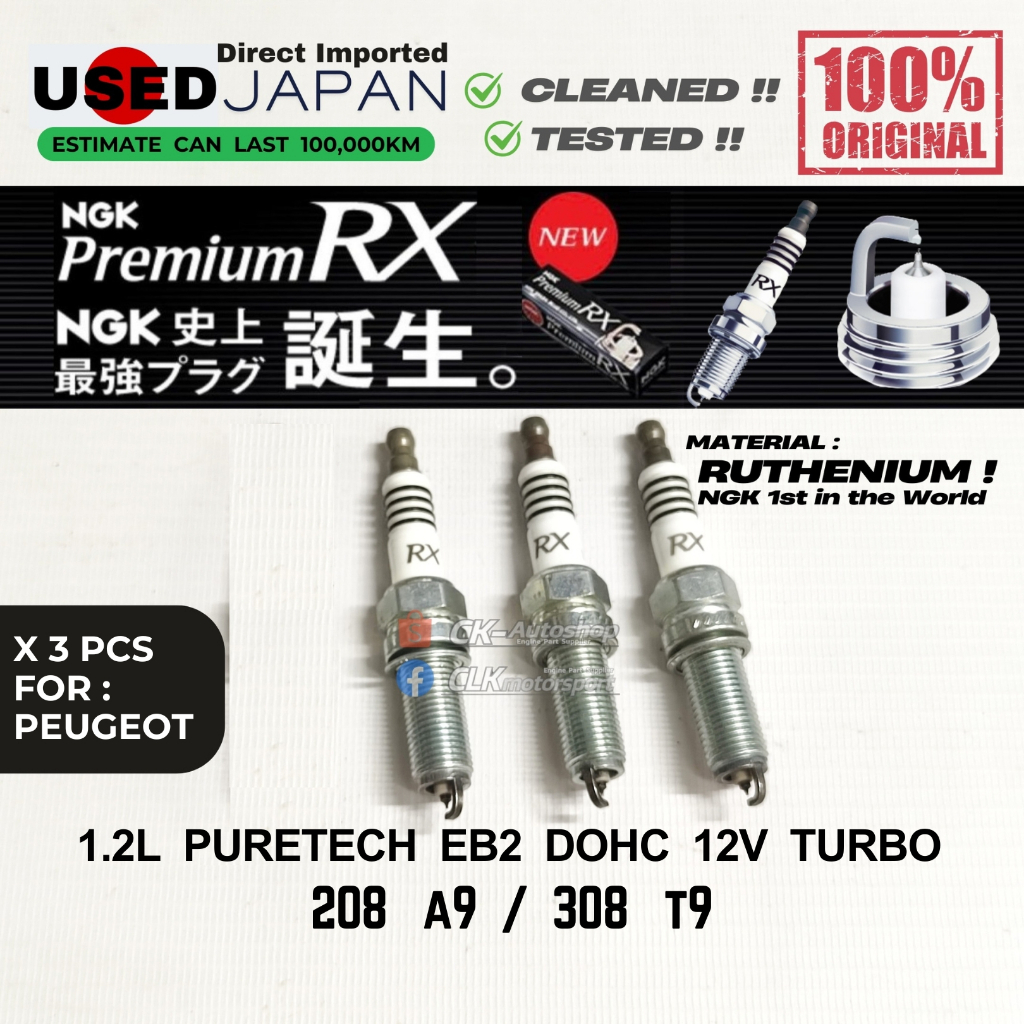 USED Japan NGK Premium RX Spark Plug - Peugeot 208 A9 308 T9 1.2L PureTech EB2 DOHC 12V Turbo